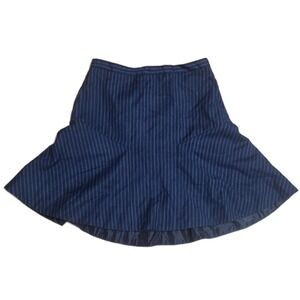 J Crew A Line‎ Flared Skirt Women's Size 0 Navy Pinstripe Wool Blend